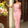Bubblegum Pink Striped Sleeveless Co-Ord Set