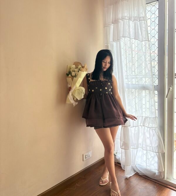 BROWN BABYDOLL TOP