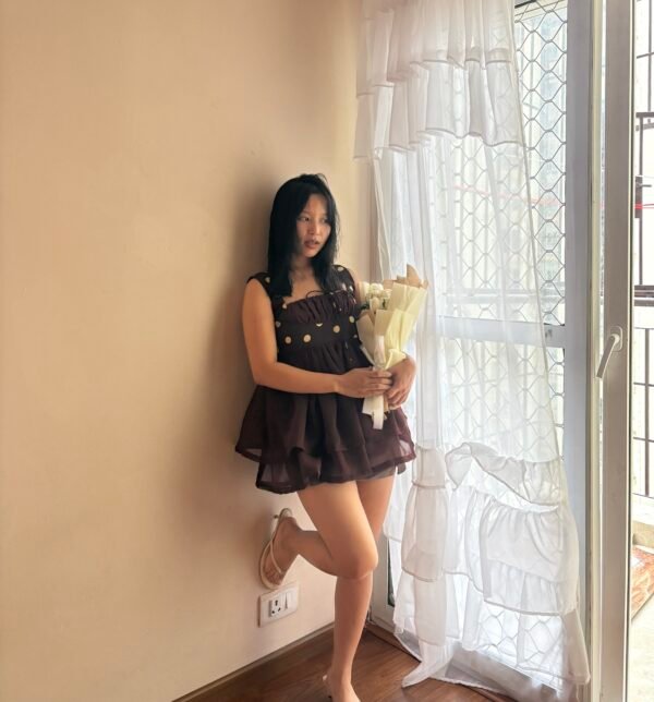 BROWN BABYDOLL TOP